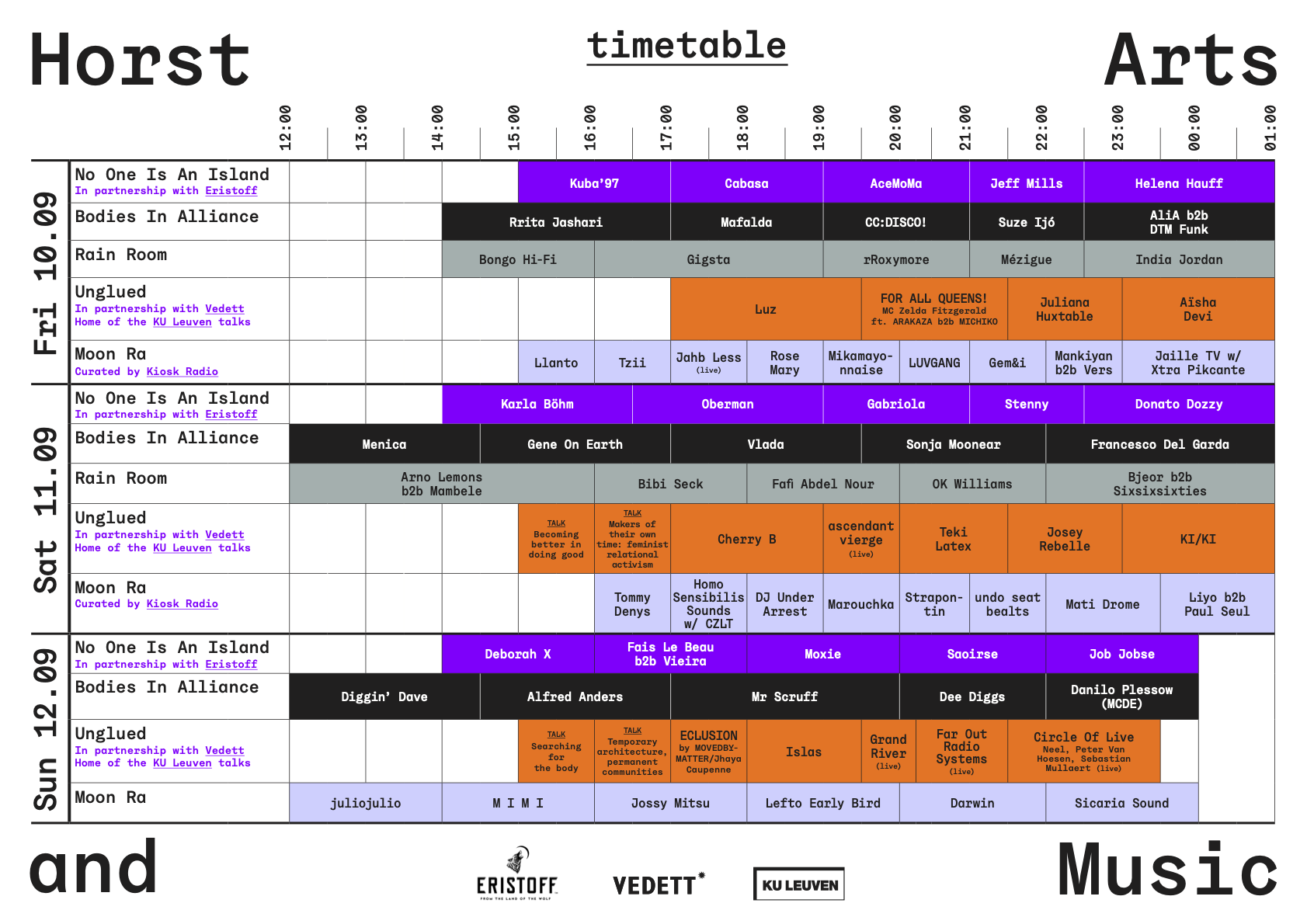 Timetable van Horst Festival 2021