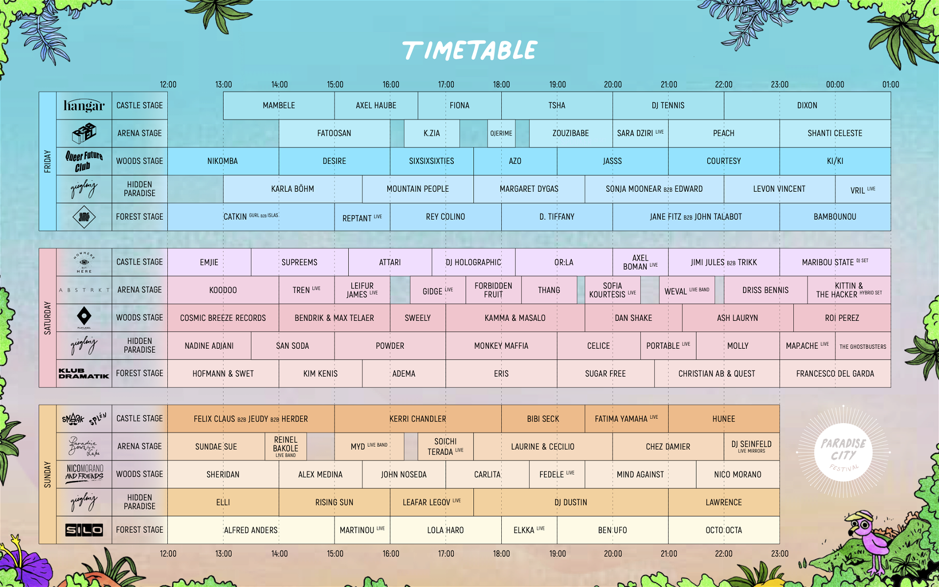 Timetable van Paradise City Festival 2022