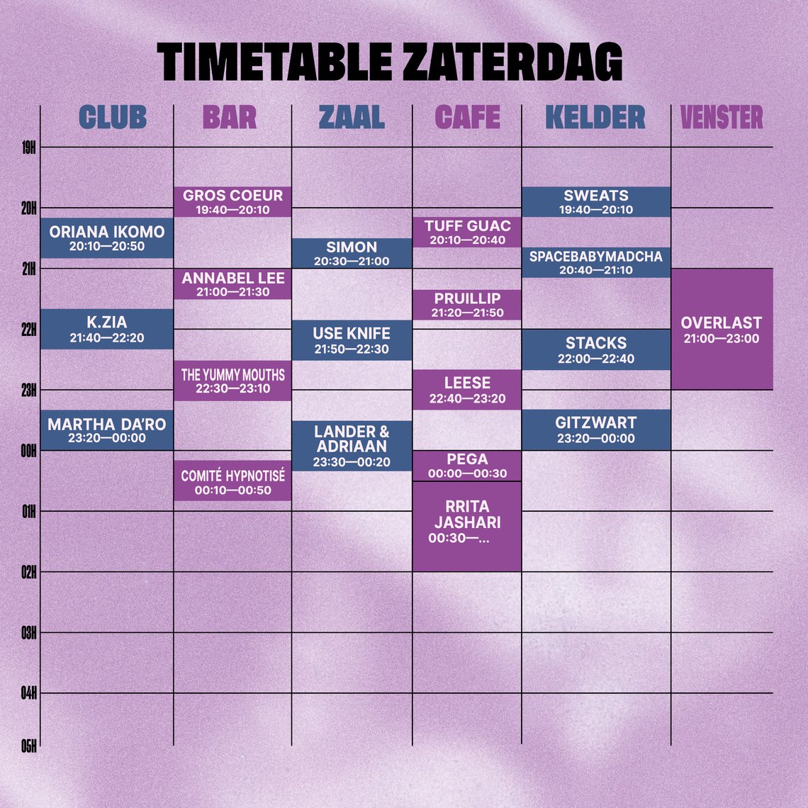 Timetable van We Are Open 2023 op vrijdag.
