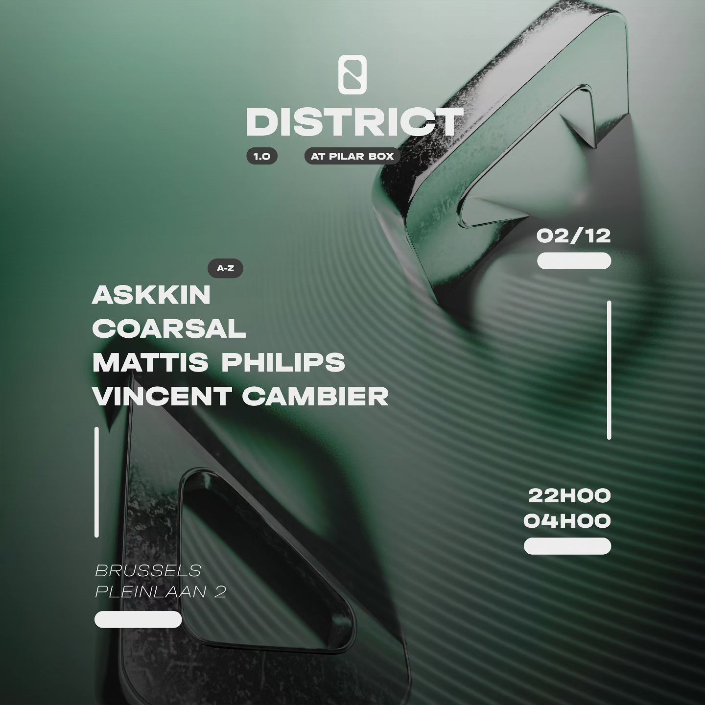 Promo van DISTRICT@PILAR w/ Askkin - Coarsal - Mattis Philips &amp; Vincent Cambier, in opdracht van District