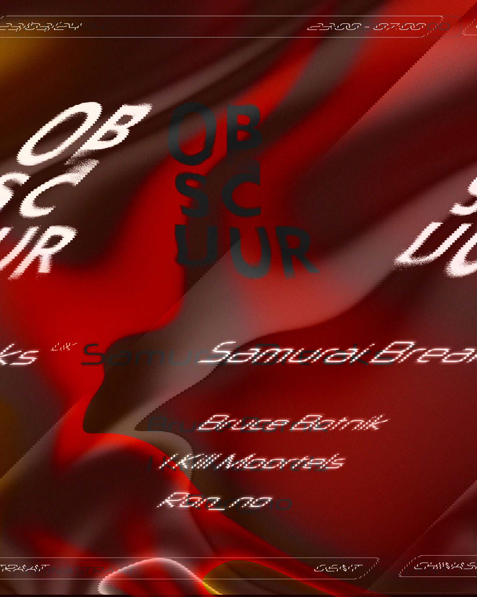 Promo van Obscuur w/ Samurai Breaks, Bruce Botnik, I Kill Moortels &amp; Ron_no, in opdracht van Obscuur