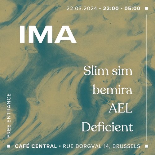 Promo  van IMA ALL NIGHT LONG w/ DEFICIENT + BEMIRA + AEL + SLIM SIM, in opdracht van Café Central