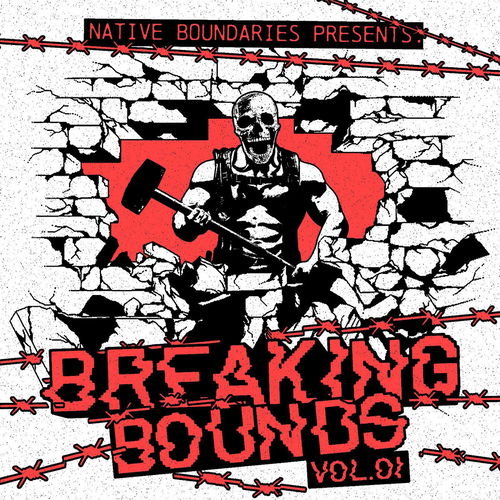 Artwork van Breaking Bounds VA Vol. 1, in opdracht van EV1ON, Lucid Distraction, aitch, DJ SEKT, Rnbws, Fleksor, Bønehead, Dragan Zaranoff, Lai Raw, Fobos Hailey, IOTYS, SNAX en Native Boundaries