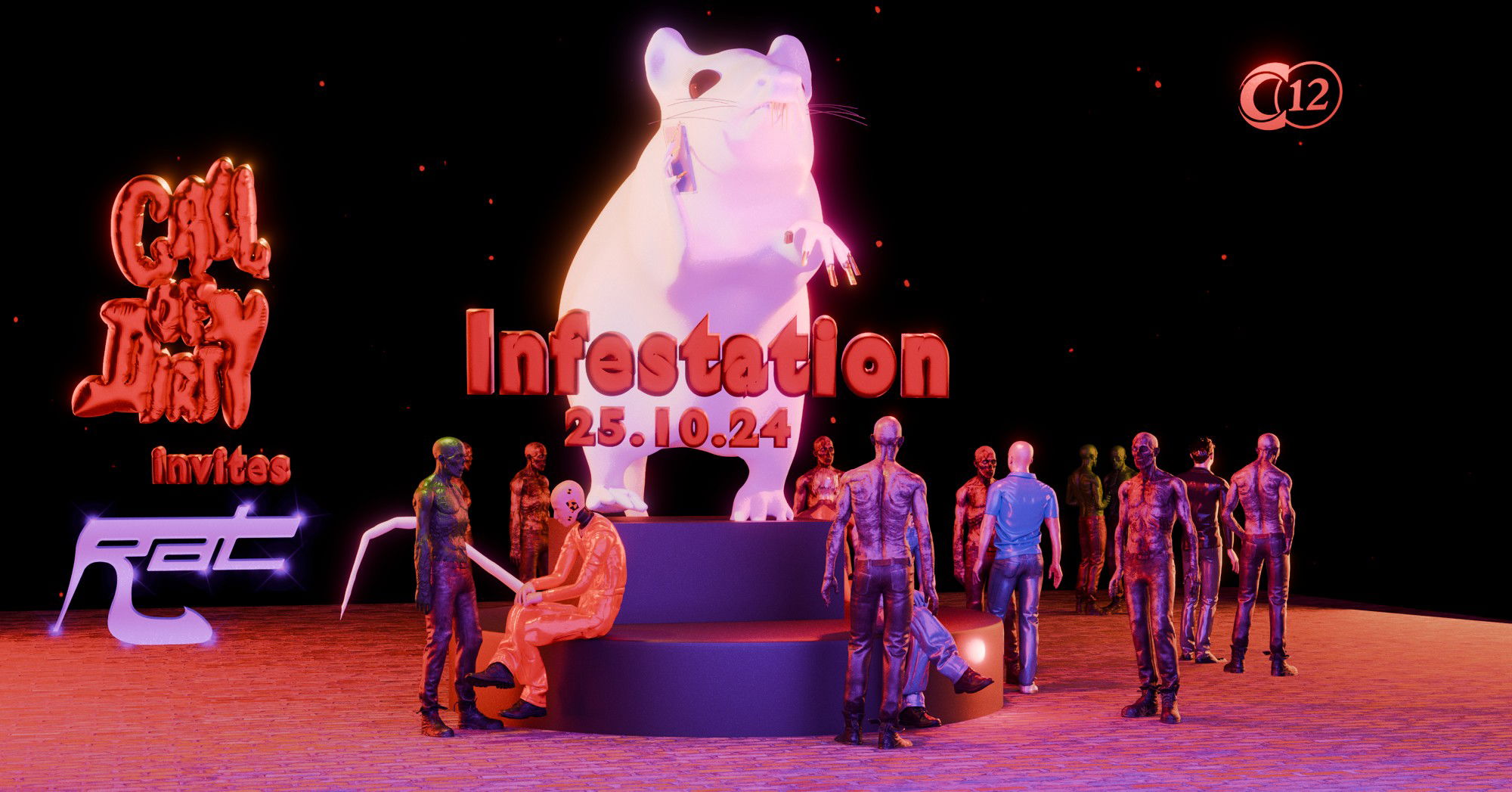 Artwork van C12 x Call of Dirty x Rat Party, gemaakt door Luce, in opdracht van Call of Dirty