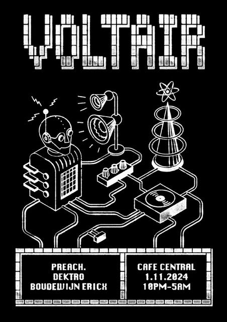 Artwork van Volt/air w/ PREACH, DEKTRO &amp; Boudwijn Erick (powered by Bruzz Radio), in opdracht van Café Central