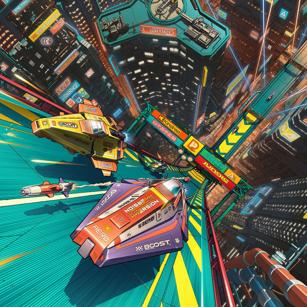 Artwork van Anti Gravity Tournament, in opdracht van Mitch Murder x Pizza Hotline