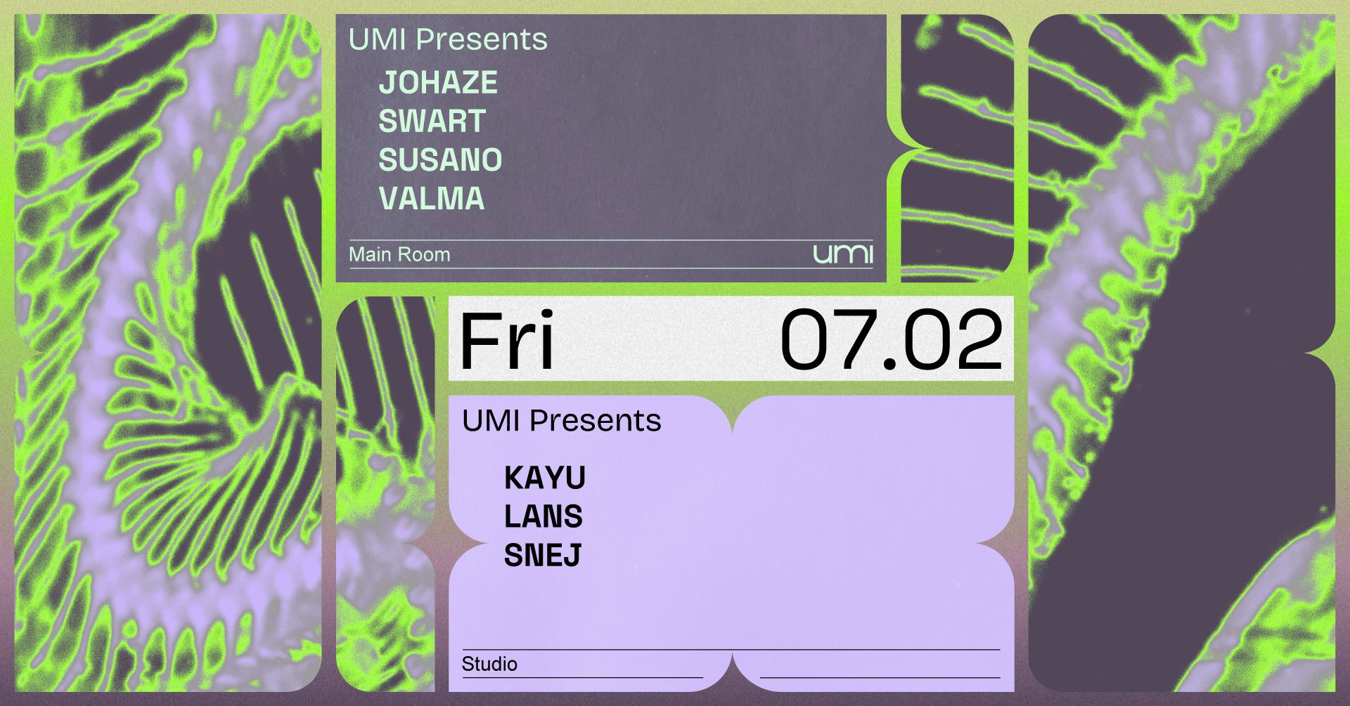 Promo van UMI Presents Swart, Susano, Johaze, Lans, Valma, in opdracht van UMI