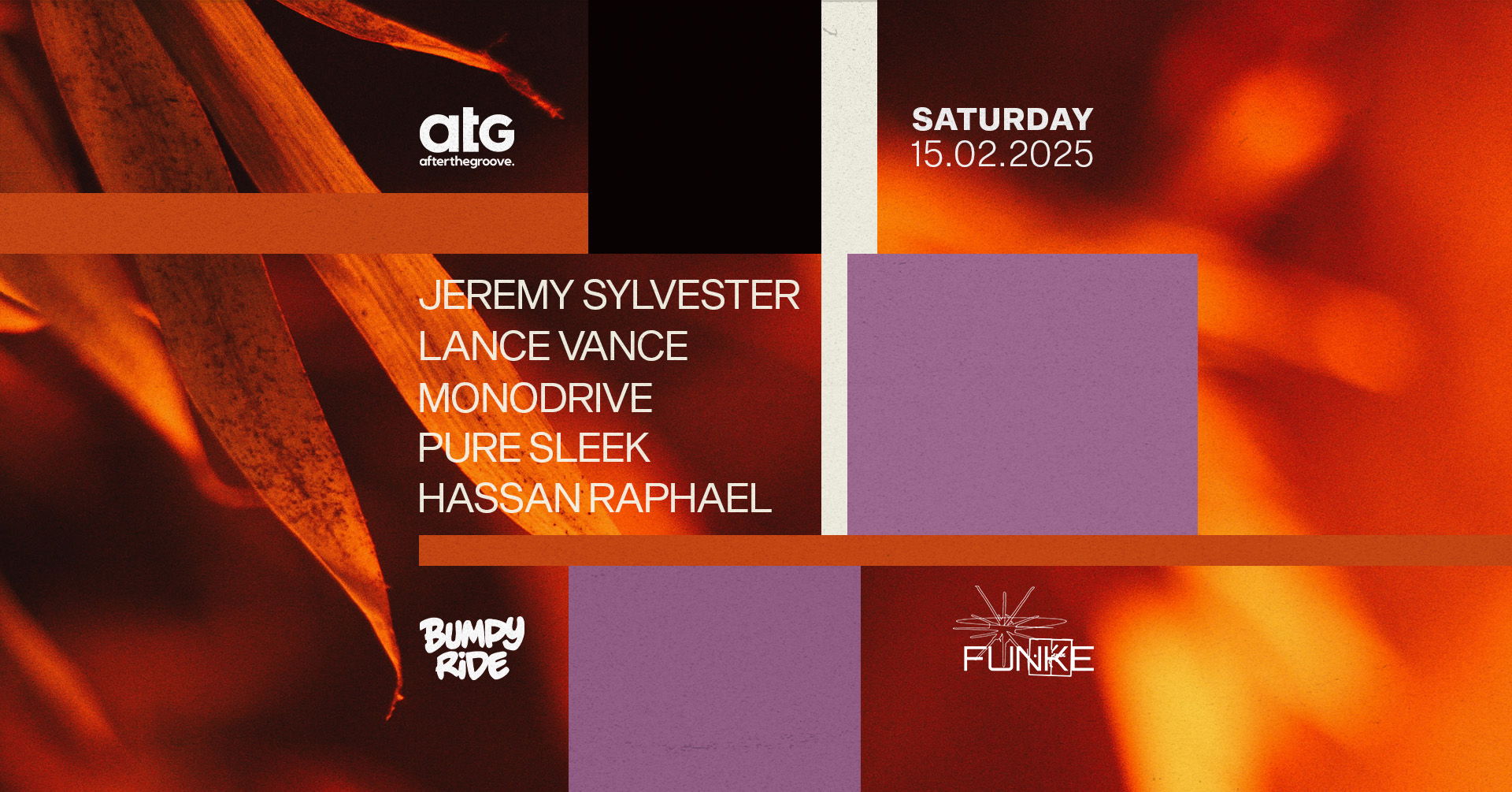 Promo van AFTER THE GROOVE X BUMPY RIDE w/ Jeremy Sylvester, Pure Sleek, Lance Vance, Monodrive, in opdracht van After The Groove en Funke