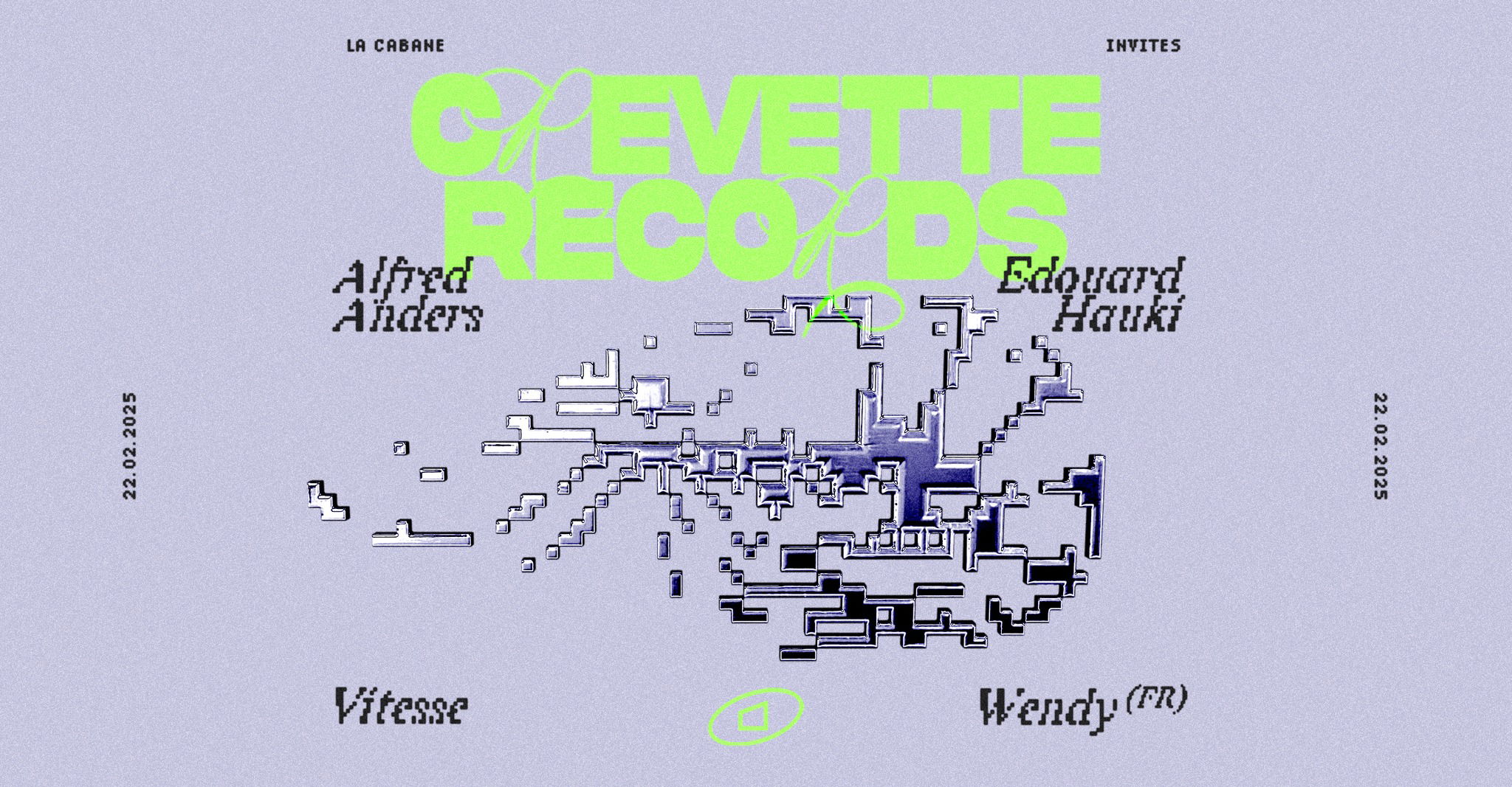Promo van Crevette Records • Alfred Anders, Edouard Hauki, Vitesse, Wendy - La Cabane, in opdracht van La Cabane en Crevette Records