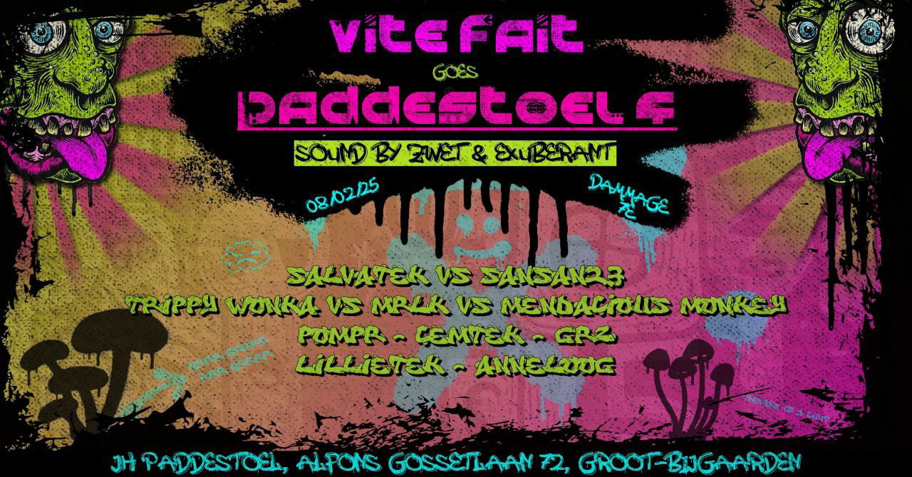 Promo van Vite Fait Goes Paddestoel #4, in opdracht van Vite Fait Soundsystem en JeugdKlub Paddestoel