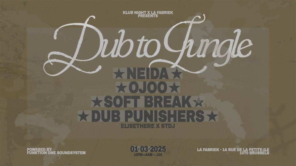 Promo van Dub to Jungle - Klub Night x La Fabriek, in opdracht van La Fabriek