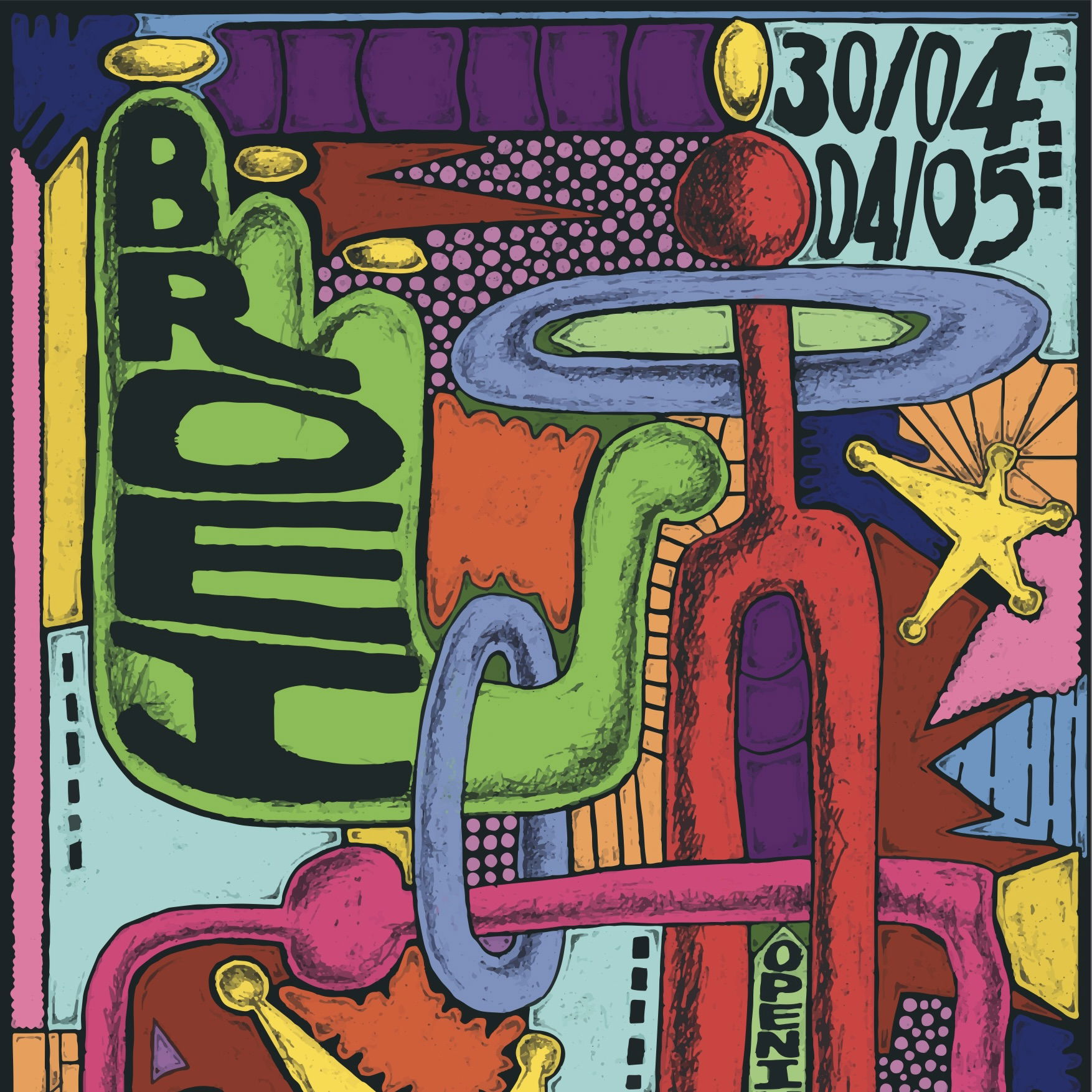 Artwork van Broei openingsfeest, gemaakt door Babette Vanderhaeghen