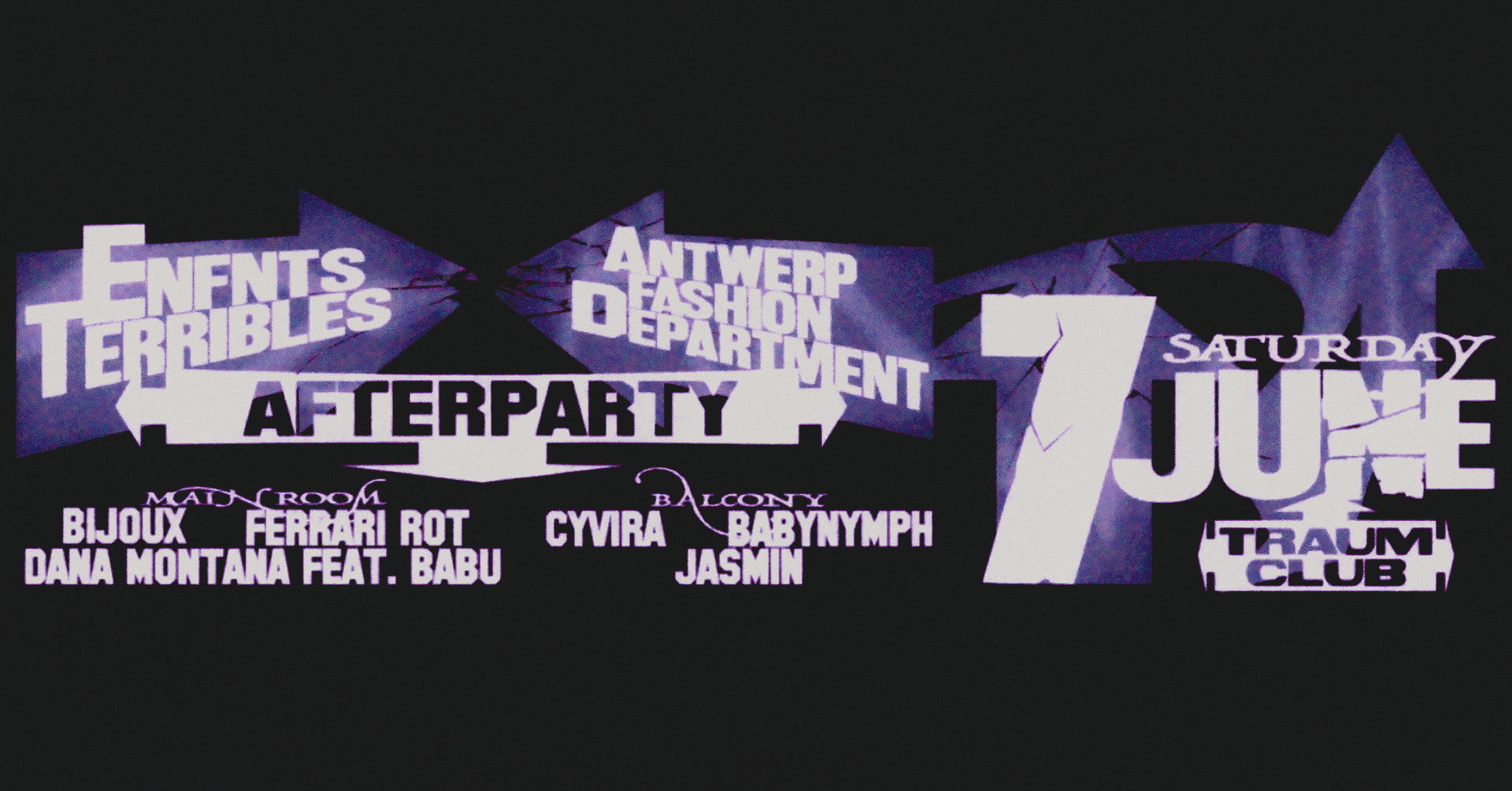 Promo van ENFNTS TERRIBLES X Antwerp Fashion Department Afterparty, in opdracht van Antwerp Fashion Department, Royal Academy of Fine Arts Antwerp, Traum en Enfnts Terribles