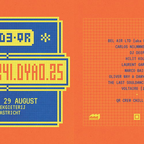 Promo van COD3 QR Label anniversary party, in opdracht van Muziekgieterij Midnight, COD3 QR, Laurent Garnier en EPM Music