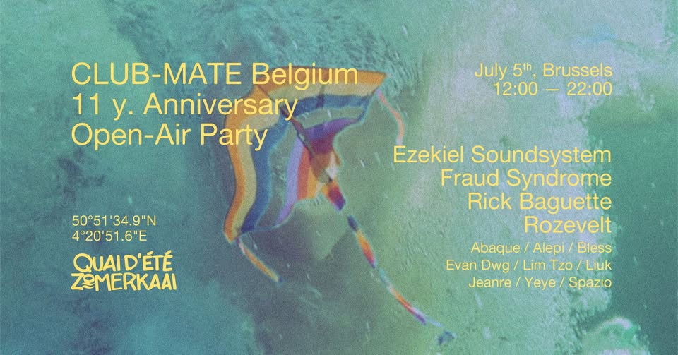 Promo van CLUB-MATE Belgium | 11 years anniversary at QUAI D'ÉTÉ, in opdracht van Club-Mate Belgium, Plaisirs d'Été / Zomerpret en lovibond drinks