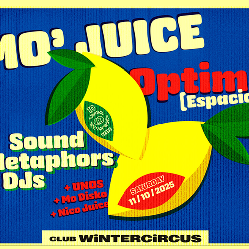 Promo van MO&#039; JUICE: Optimo &amp; Sound Metaphors DJs, in opdracht van Democrazy &amp; VIERNULVIER
