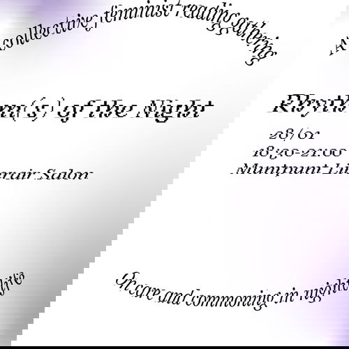 Promo van Collective feminist reading gathering | Rhythm(s) of the Night: On care and commoning in nightlife, in opdracht van Muntpunt