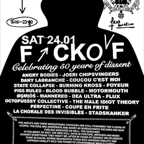 Artwork van Stadskanker FXCK OFFterparty - 50 YEARS OF DISSENT, in opdracht van Beursschouwburg