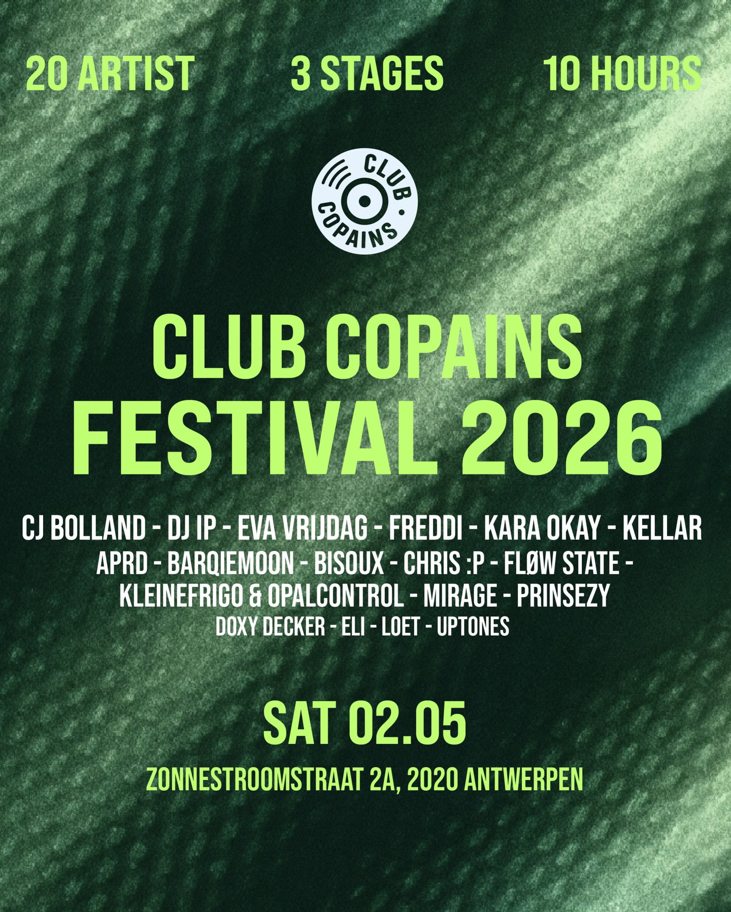 Promo van CLUB COPAINS FESTIVAL 2026, in opdracht van Club Copains en Plein Publiek