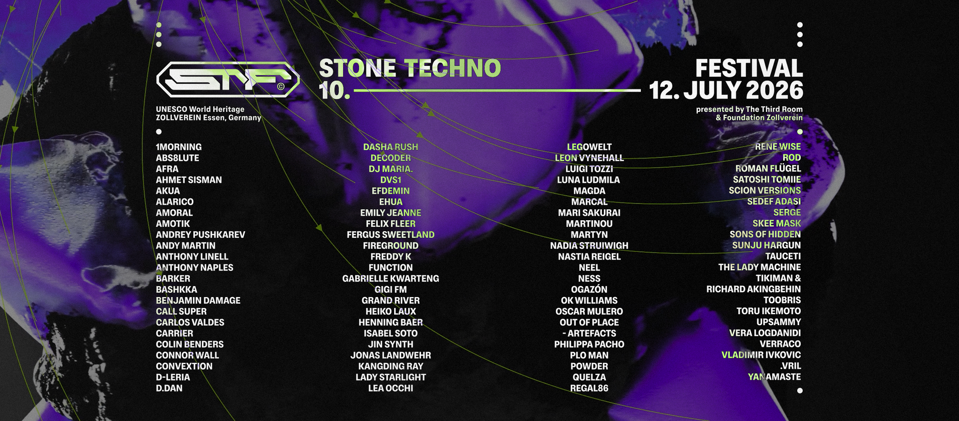 Artwork van Stone Techno Festival 2026, in opdracht van The Third Room